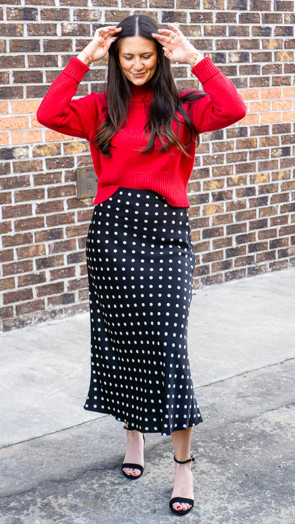 STORIA Women's Skirts Polka Satin Skirt