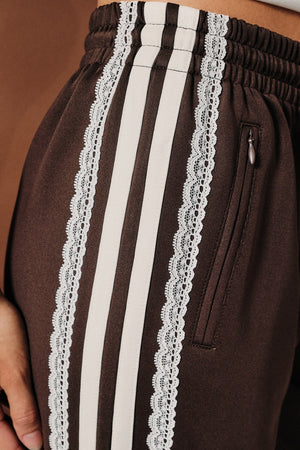 SUNDAY EDITION Women's Pants Mid-rise Side Stripe Lace Trim Track Pants