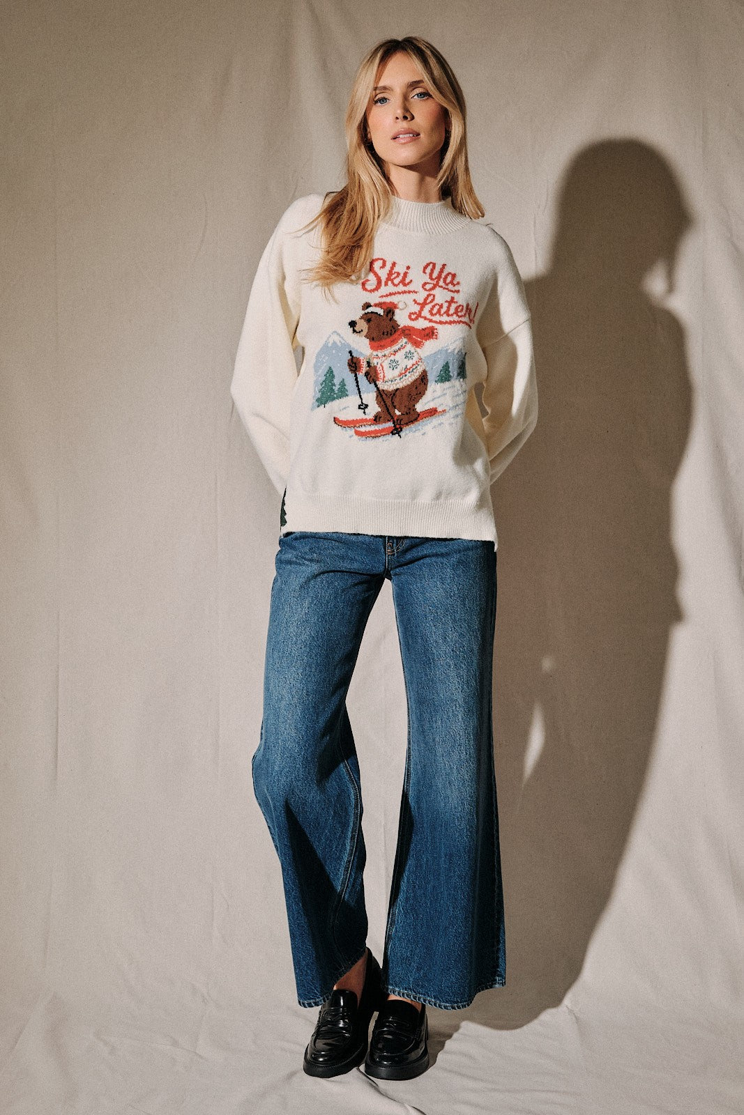 SUNDAY EDITION Women's Sweaters Ski Ya Later Graphic Mock Neck Sweater