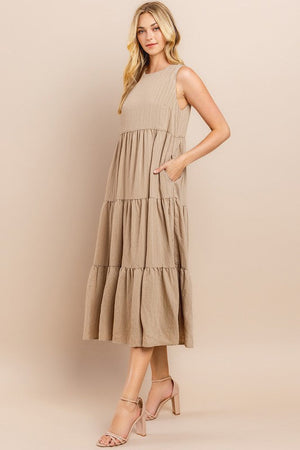 TCEC Women's Dresses Tiered Midi Dress || David's Clothing