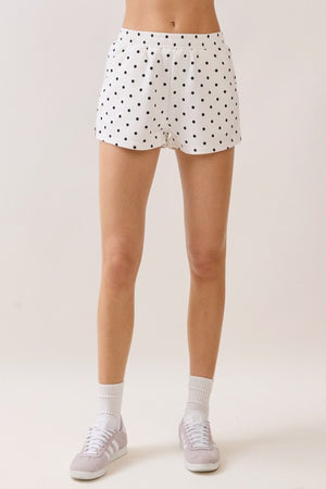 TCEC Women's Shorts Polka Dot Side Slits Elastic Waistband Short