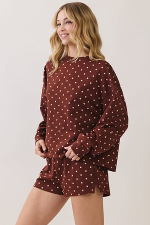 TCEC Women's Top Polka Dot Print Lounge Sweatshirt
