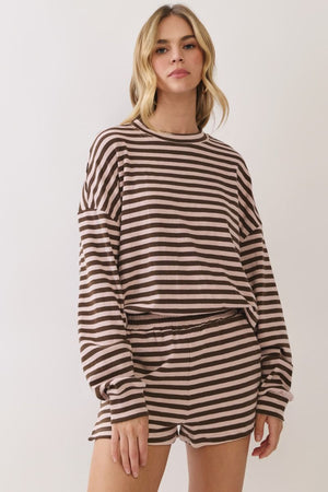 TCEC Women's Top Striped Relaxed Fit Long Sleeve Top