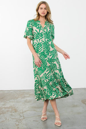 THML Women's Dresses Puff Sleeve Tiered Print Maxi Dress || David's Clothing