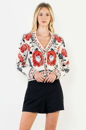 THML Women's Sweaters Long Sleeve Pattern Knitted Cardigan