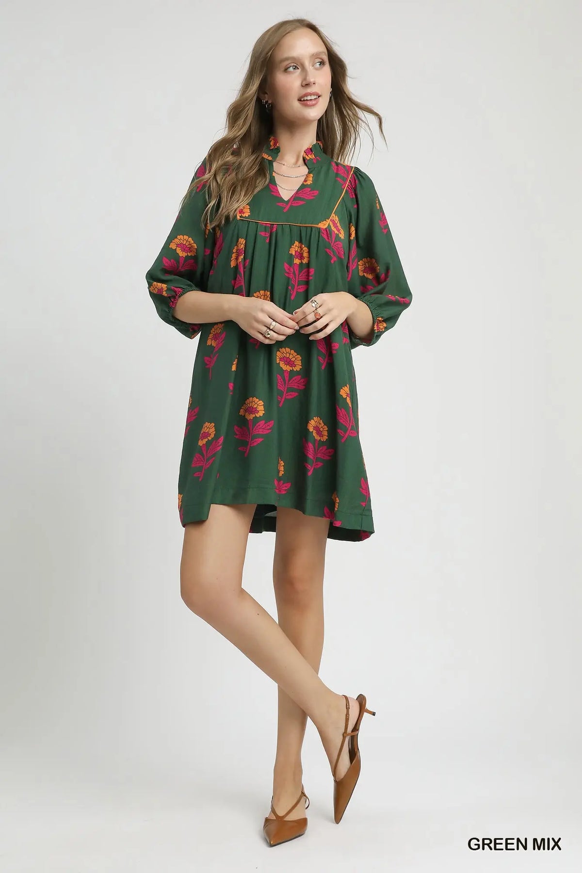 UMGEE USA Women's Dresses Floral Print Babydoll Tunic Dress