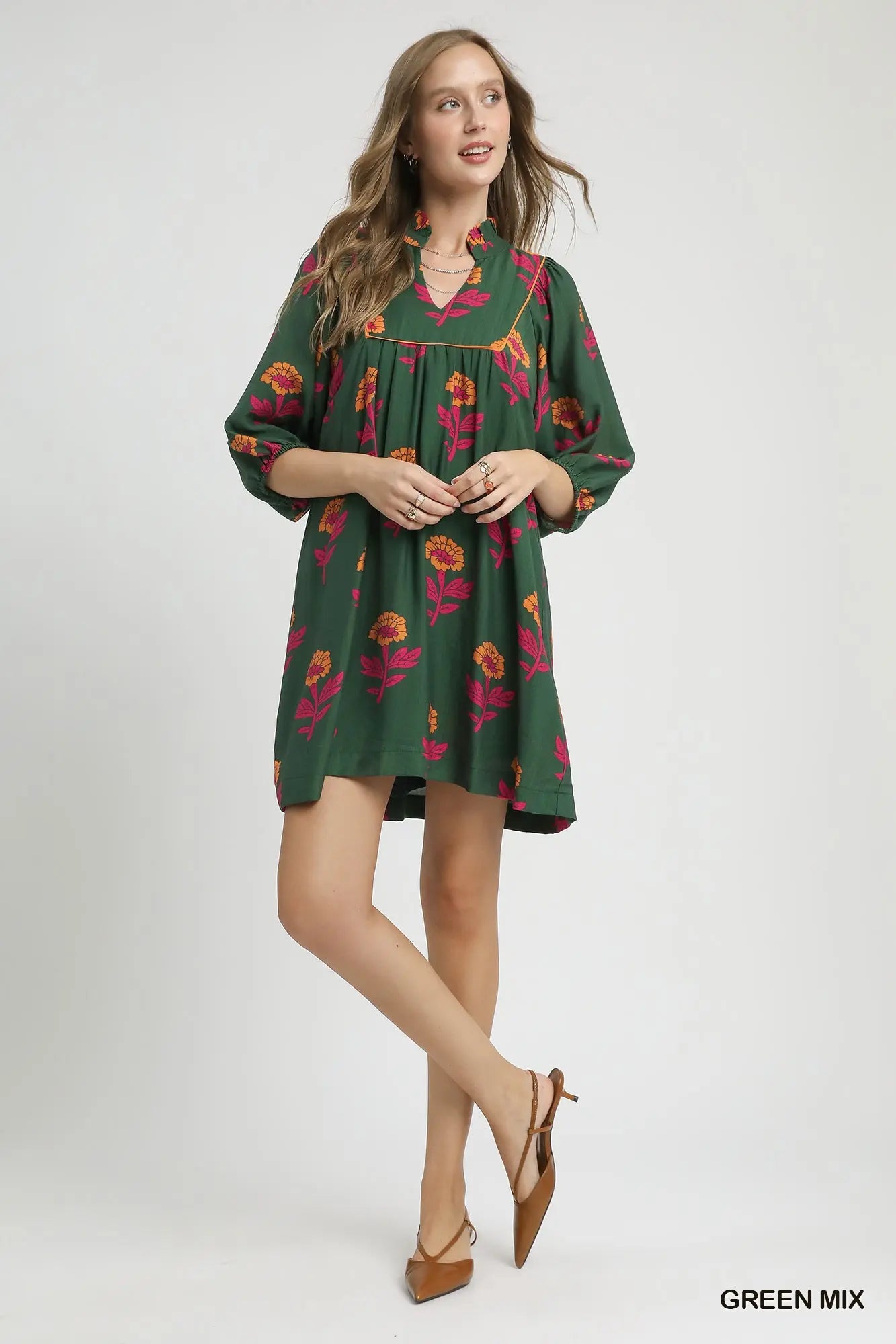 UMGEE USA Women's Dresses Floral Print Babydoll Tunic Dress