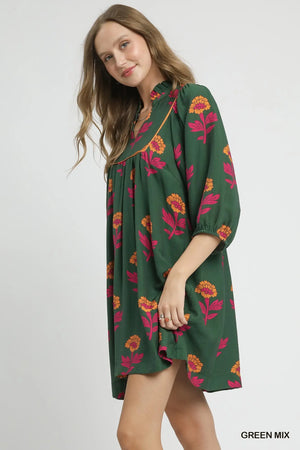 UMGEE USA Women's Dresses Floral Print Babydoll Tunic Dress