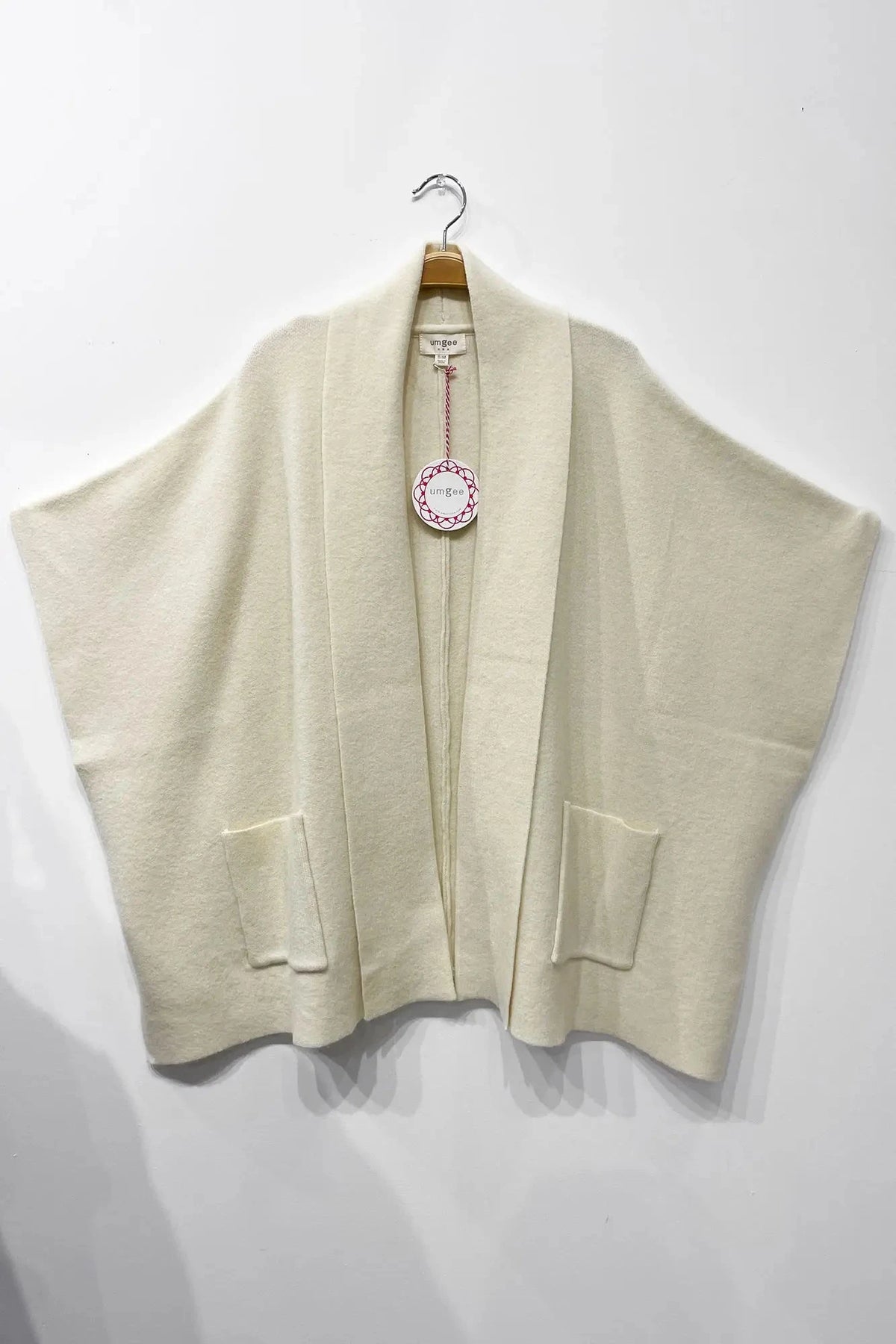 UMGEE USA Women's Sweaters CREAM / S/M Solid Knit Shawl Collar Cardigan || David's Clothing KS6001