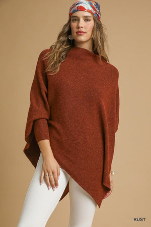 UMGEE USA Women's Sweaters Knit Asymmetrical Poncho Sweater || David's Clothing