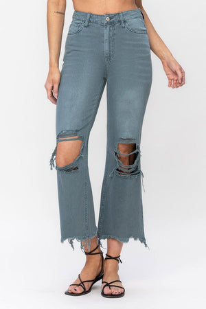 Vervet by Flying Monkey Women's Jeans Vervet 90's Vintage Super High Rise Crop Flare Jeans || David's Clothing
