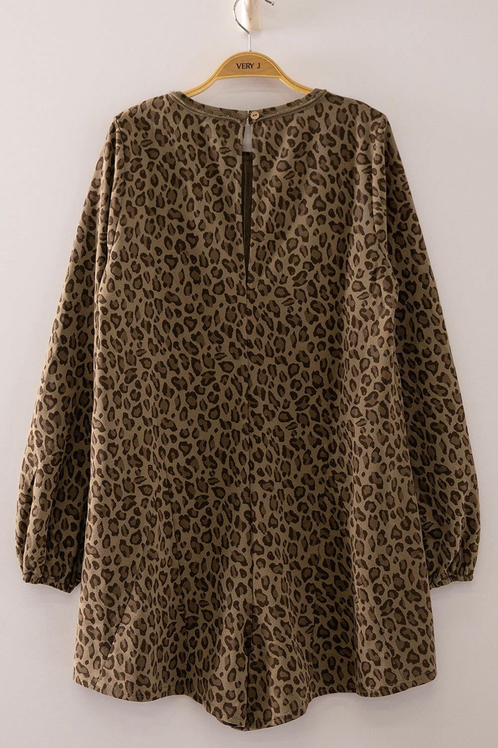 VERY J Women's Romper Leopard Print Long Sleeve Romper