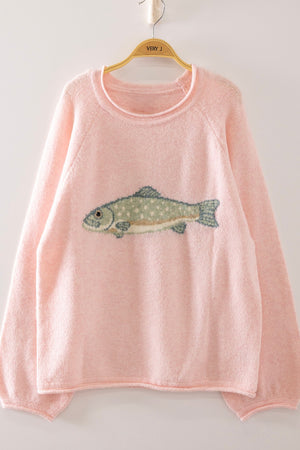VERY J Women's Sweaters Fish Intarsia Cozy Sweater