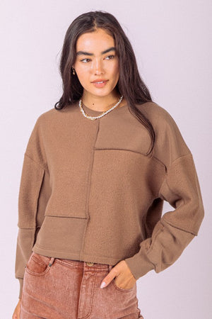 VERY J Women's Sweaters Soft Fleece Brushed French Terry Top || David's Clothing