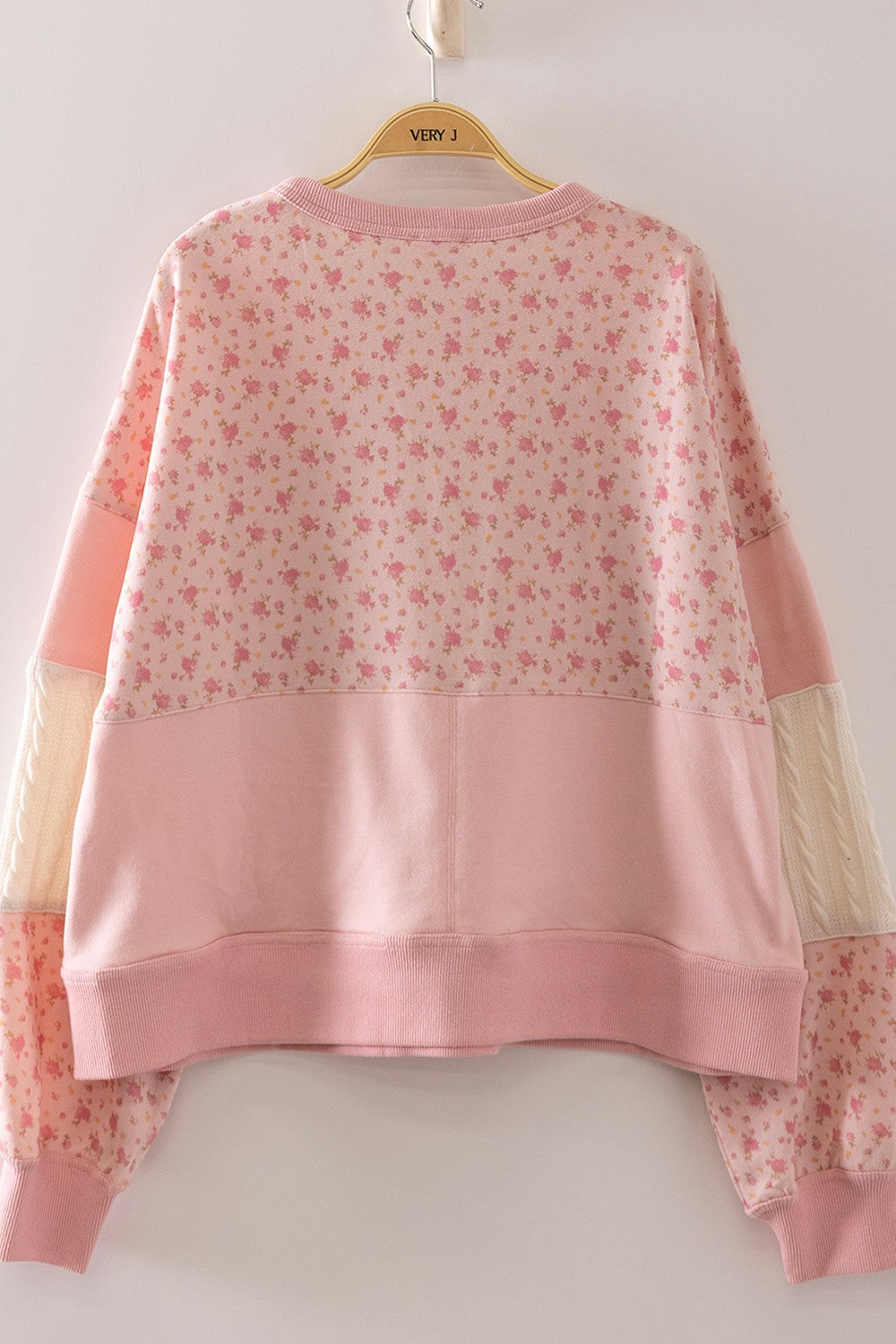 VERY J Women's Sweatshirt Floral Patchwork Contrast Sweatshirt