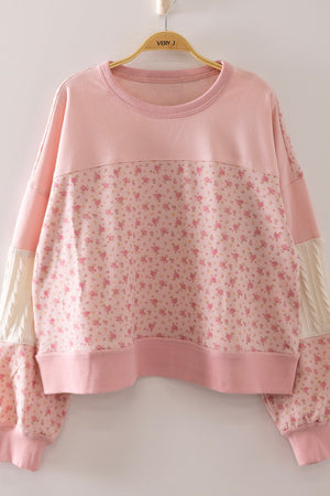 VERY J Women's Sweatshirt Floral Patchwork Contrast Sweatshirt