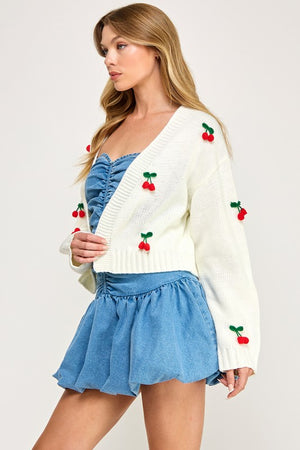 VINTAGE STORE Women's Dresses Cherry-embroidered Cardigan