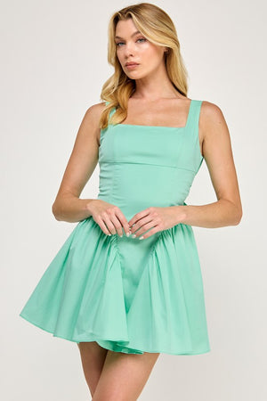 VINTAGE STORE Women's Dresses MINT / S Poplin Back Ribbon Mini Dress VID50792-6