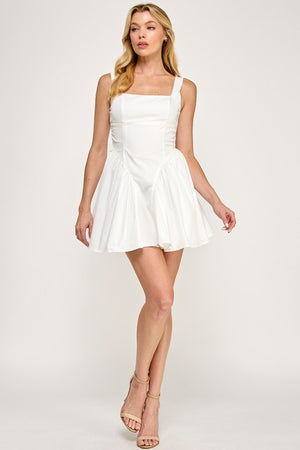 VINTAGE STORE Women's Dresses Poplin Back Ribbon Mini Dress