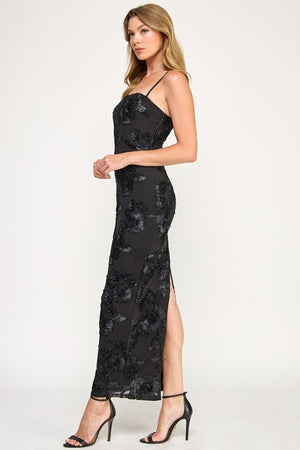 VINTAGE STORE Women's Dresses Sleeveless Mesh Floral Embroidered Maxi Dress