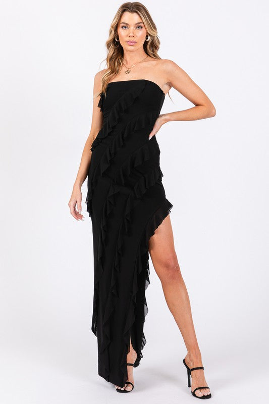 Akira Ella Mesh Tube Dress | Black | Size Small