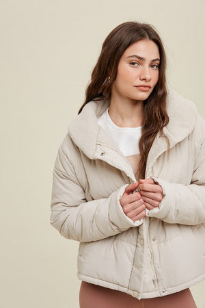 WISHLIST Women Jackets Padded Jacket With Sherpa Collar Detail || David's Clothing