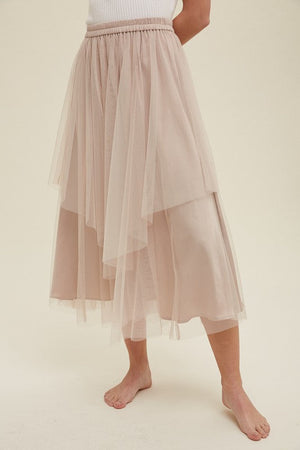 WISHLIST Women's Skirts Double Layered Tulle Midi Skirt || David's Clothing