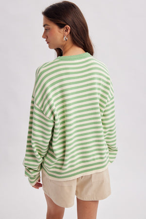 WISHLIST Women's Sweaters Striped Fish Coastal Graphic Sweater