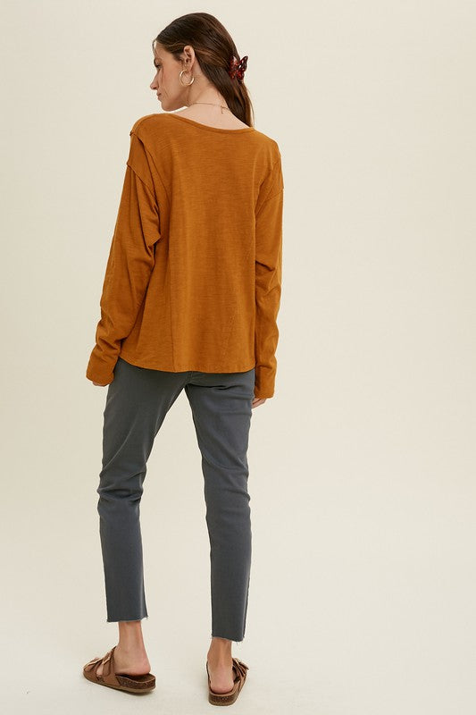 WISHLIST Women's Top Button-Up Cotton Slub Top || David's Clothing