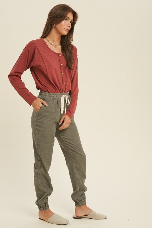 WISHLIST Women's Top Button-Up Cotton Slub Top || David's Clothing