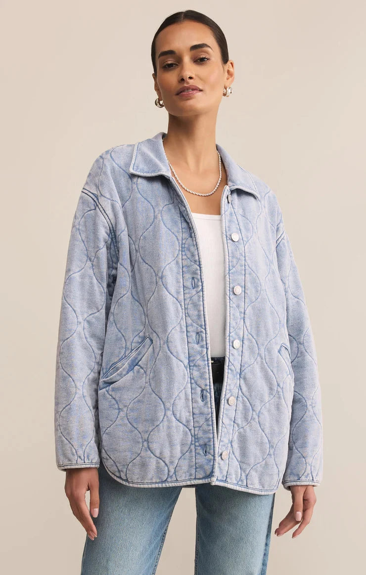 Z SUPPLY Women Jackets Z Supply Boulder Quilted Knit Denim Jacket