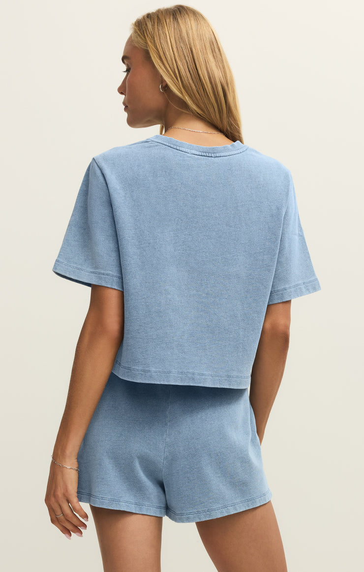 Z SUPPLY Women's Top Z Supply Curran Knit Denim Cropped Sweatshirt