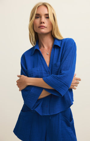 Z SUPPLY Women's Top Z Supply Helena Airy Gauze Button Up