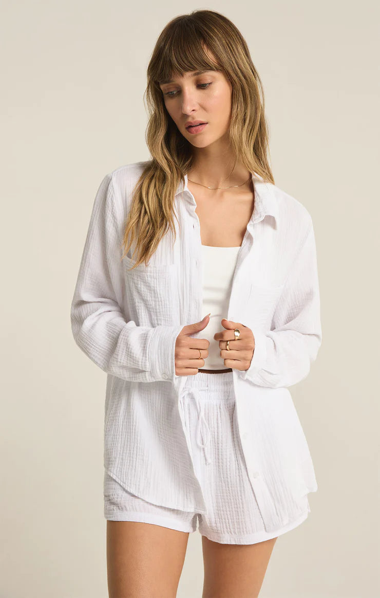 Z SUPPLY Women's Top Z Supply Kaili Button Up Gauze Top || David's Clothing
