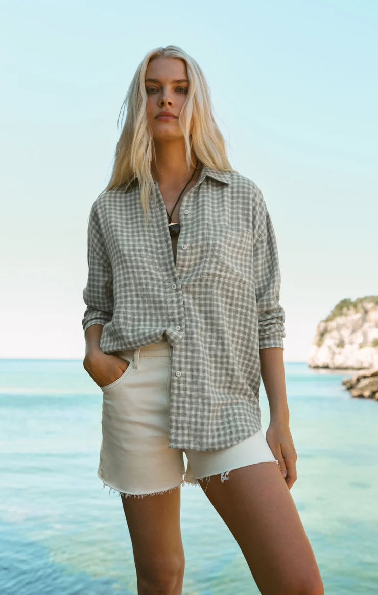 Z SUPPLY Women's Top EMERALD / XS Z Supply River Plaid Button Up ZT25383426