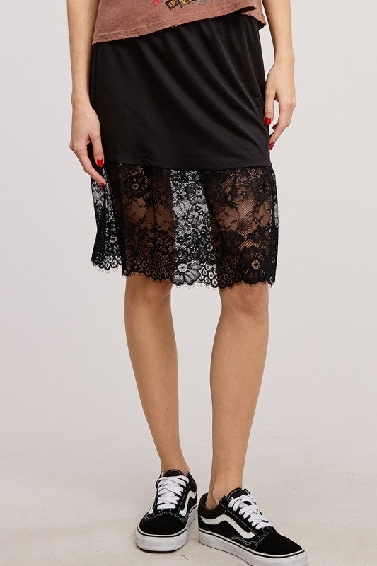 ZUTTER Women's Skirts BLACK / S Midi Slip Lace Skirt FB1000