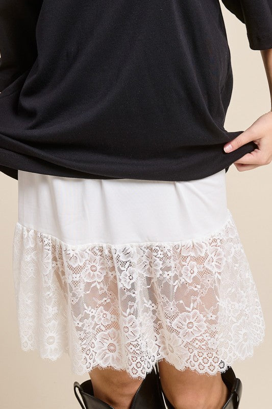 ZUTTER Women's Skirts BLACK / S Midi Slip Lace Skirt FB1000