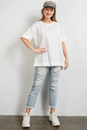EASEL Women's Top Oversized Cotton Top || David's Clothing