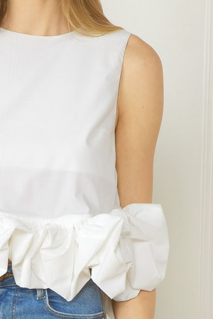 ENTRO INC Women's Top Sleeveless Ruffle Hem Crop Top || David's Clothing