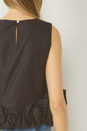 ENTRO INC Women's Top Sleeveless Ruffle Hem Crop Top || David's Clothing