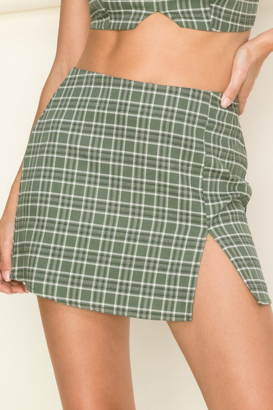 HYFVE INC. Women's Skirts Follow The Sun Plaid High-Waist Mini Skirt || David's Clothing