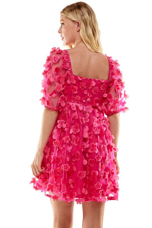 TCEC Women's Dress 3D Floral Square Neck Dress || David's Clothing