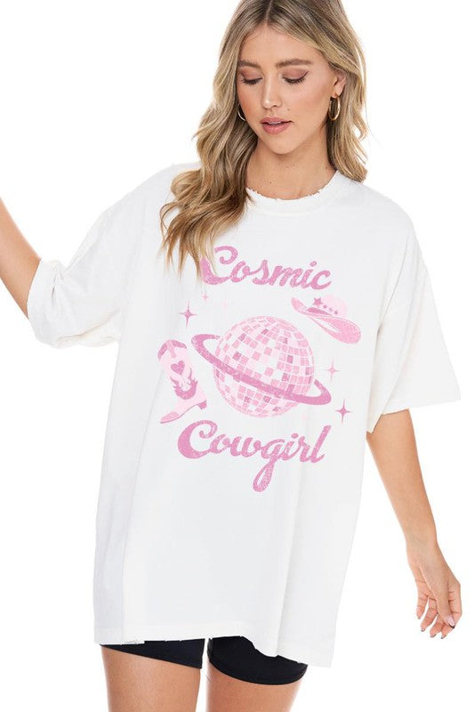 ZUTTER Women's Tee Cosmic Cowgirl Disco Ball Graphic Tee || David's Clothing